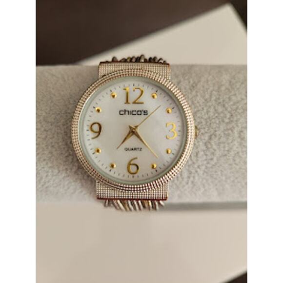 Chico's Women's Kerrianne‎ Watch Gold Tone and Silver Tone Beaded Chain - Picture 6 of 10